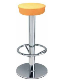 SGABELLO  CROMATA  CON SEDUTA TAPPEZZATA IN ECOPELLE