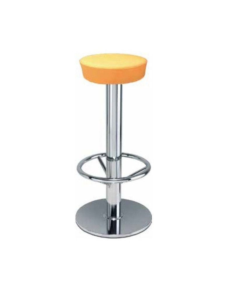 SGABELLO  CROMATA  CON SEDUTA TAPPEZZATA IN ECOPELLE