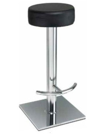 SGABELLO  CROMATA  CON SEDUTA TAPPEZZATA IN ECOPELLE