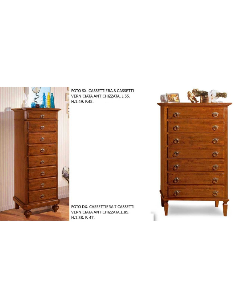 CASSETTIERE 7/8 CASSETTI  VERNICIATA ANTICHIZZATA