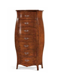 CASSETTIERA 7 CASSETTI BOMBATA VERNICIATA ANTICHIZZATA.