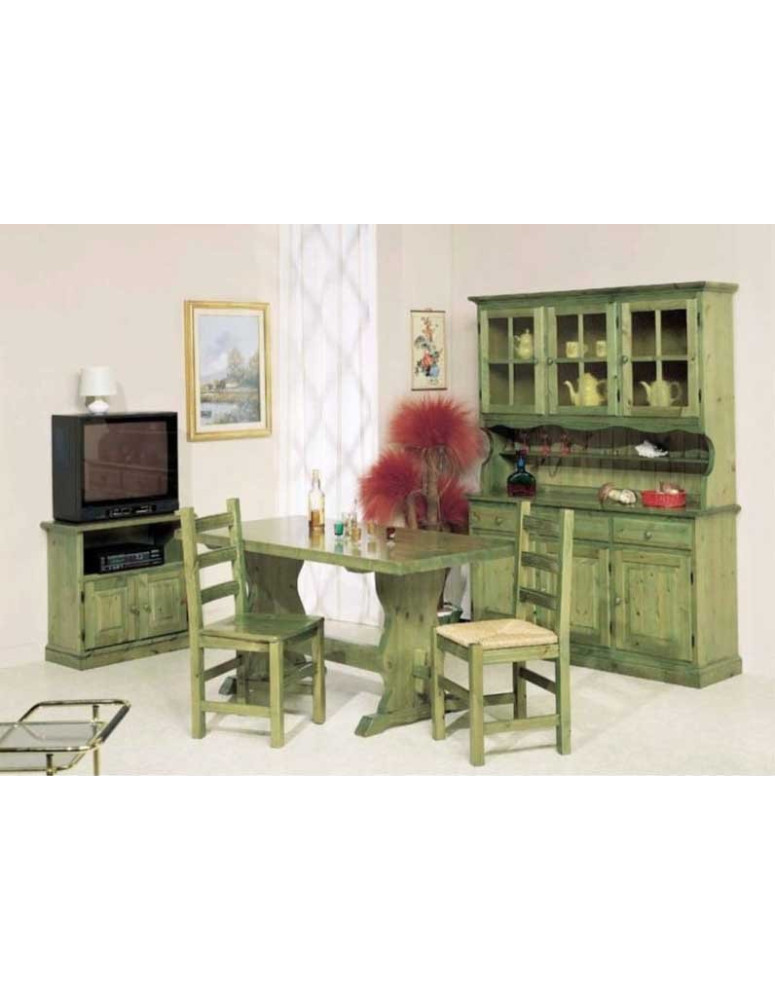 CRISTALLIERA 3 ANTE 3 CASSETTI,TAVOLO FRATINO,PORTA TV IN LEGNO PINO