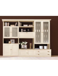 SOGGIORNO LACCCATO AVORIO CON VETRINE