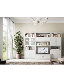 SOGGIORNO LACCATO BIANCO CON VANO TV