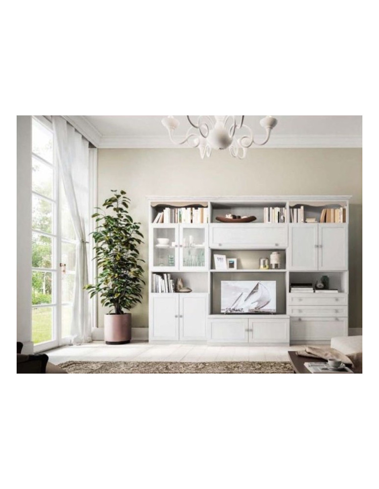 SOGGIORNO LACCATO BIANCO CON VANO TV