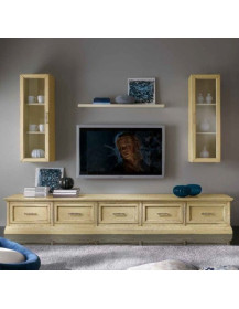 SOGGIORNO A 5 CASSETTI CON VETRINE LATERALI AVORIO GIALLINO