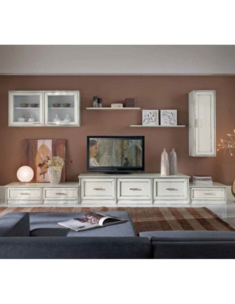 COMPOSIZIONE LINEARE LACCATA AVORIO DECAPE ANTICATO