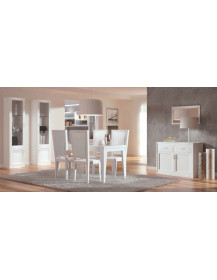 SOGGIORNO LACCATO CON CREDENZA VETRINE TAVOLO E SEDIE