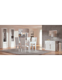 SOGGIORNO LACCATO CON CREDENZA VETRINE TAVOLO E SEDIE