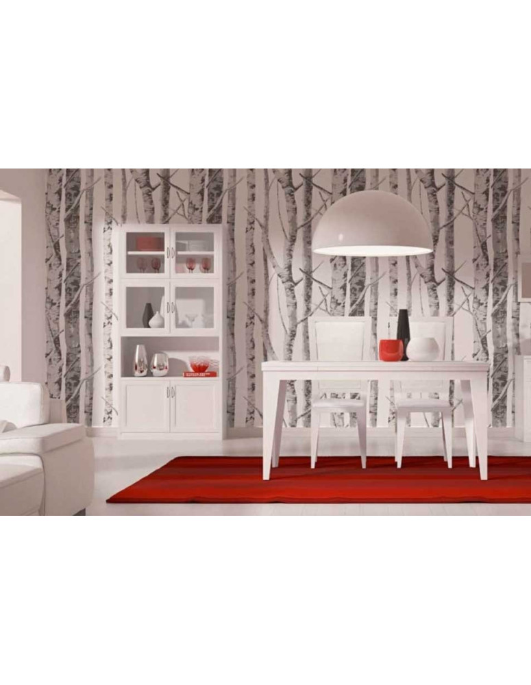 SOGGIORNO LACCATO CON LIBRERIA TAVOLO E 4 SEDIE