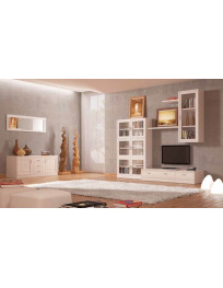 SOGGIORNO LACCATO COMPOSTO LACCATO BIANCO CON VETRI