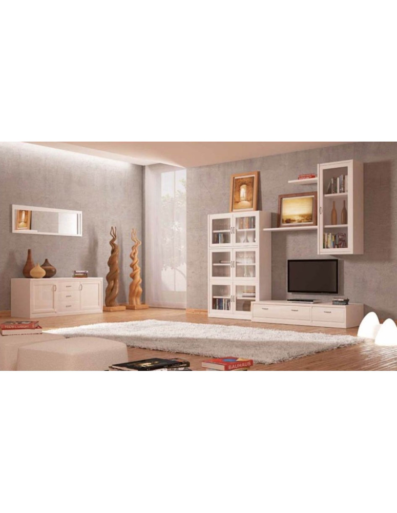 SOGGIORNO LACCATO COMPOSTO LACCATO BIANCO CON VETRI