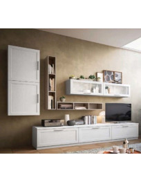 SOGGIORNO LACCATO BIANCO CON TRE CESTONI E VETRINE VASISTAS