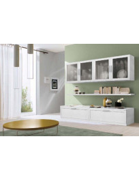 SOGGIORNO LACCATO CON CESTONI E VETRINE