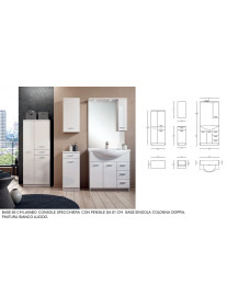 BASE 85 CM LAVABO CONSOLE SPECCHIERA CON PENSILE DA 81 CM