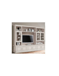 SOGGIORNO LACCATO CON ANTE LEGNO VETRI CON VANI A GIORNO