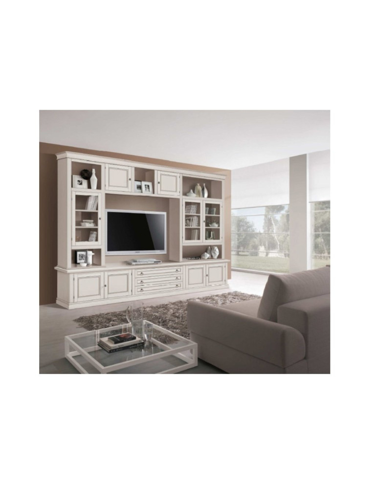 SOGGIORNO LACCATO CON CASSETTI ANTE E VETRINE