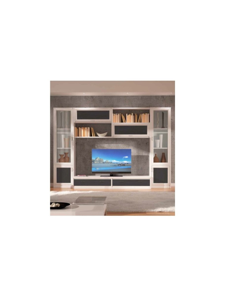 SOGGIORNO LACCATO CON  PANNELLI IN GRAFITE