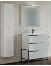 BAGNO DA CM 80 A TERRA.LAVABO SPALLA ALTA  SPECCHIERA DA 80 CM