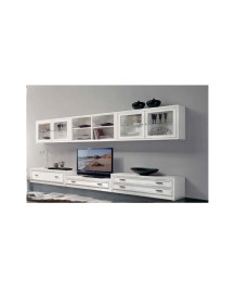 SOGGIORNO CON PENSILI  IN LEGNO E VANO TV