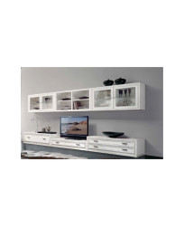 SOGGIORNO CON PENSILI  IN LEGNO E VANO TV