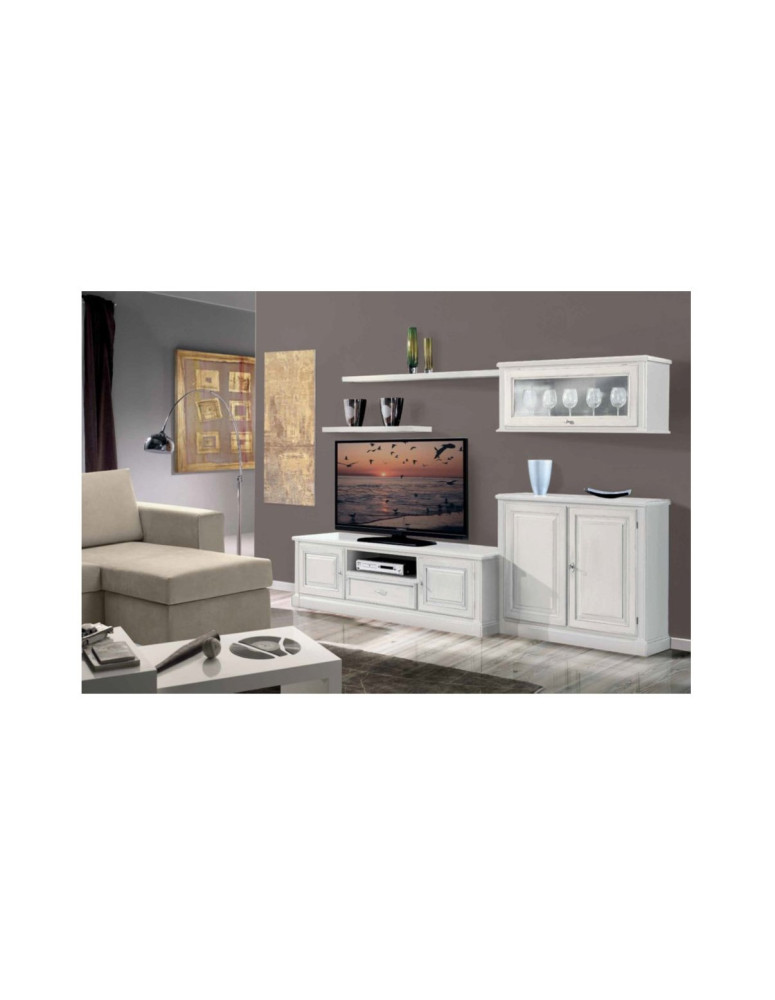 SOGGIORNO IN LEGNO E VANO TV CON MENSOLE