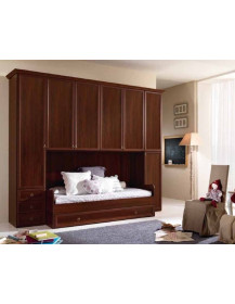 CAMERETTA PATINATA NOCE CON DIVANO CON LETTO