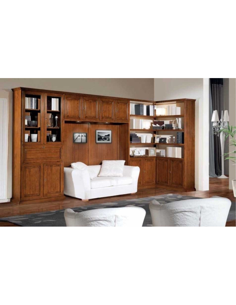 SOGGIORNO IN LEGNO CON VANO ALCOVA PER DIVANO ANGOLARE