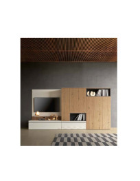 SOGGIORNO A TERRA CON CASSETTI E ANTE.VANI A GIORNO E PORTA TV