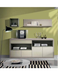 SOGGIORNO CON BASE E MENSOLE LIBRERIA SOSPESE