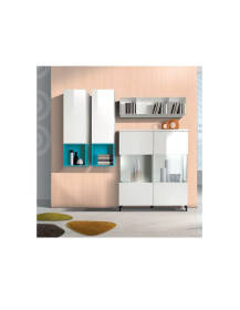 SOGGIORNO CON VETRINE A TERRA E PENSILI SOSPESI