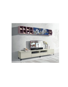 SOGGIORNO CON BASI A TERRA E SERIGRAFIA A VANI SOSPESI