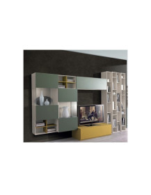 SOGGIORNO CON BASE A TERRA E LIBRERIA LATERALE