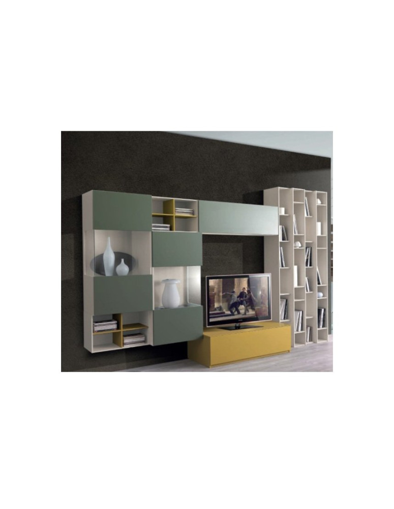 SOGGIORNO CON BASE A TERRA E LIBRERIA LATERALE