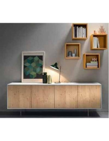 SOGGIORNO A MADIA BIANCO OPACO E FRONTALI ROVERE NATURALE