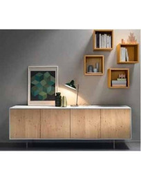 SOGGIORNO A MADIA BIANCO OPACO E FRONTALI ROVERE NATURALE