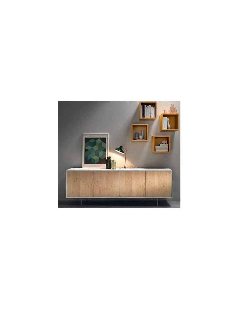 SOGGIORNO A MADIA BIANCO OPACO E FRONTALI ROVERE NATURALE