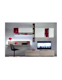 SOGGIORNO BIANCO OPACO E INSERTI LACCATI ROSSO