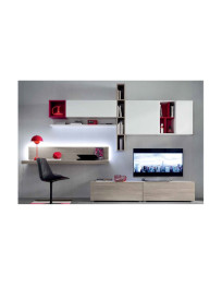 SOGGIORNO BIANCO OPACO E INSERTI LACCATI ROSSO