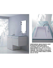 BAGNO BIANCO RIGATO CON BASE 2 ANTE PORTA LAVATRICE