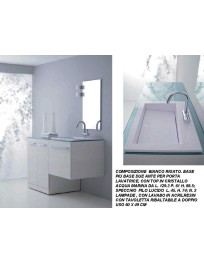 BAGNO BIANCO RIGATO CON BASE 2 ANTE PORTA LAVATRICE
