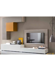 SOGGIORNO CON PENSILI LACCATI CASTAGNA OCRA