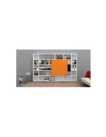 SOGGIORNO CON PORTA SCORREVOLE BINITURA BIANCO E ZUCCA LACCATO