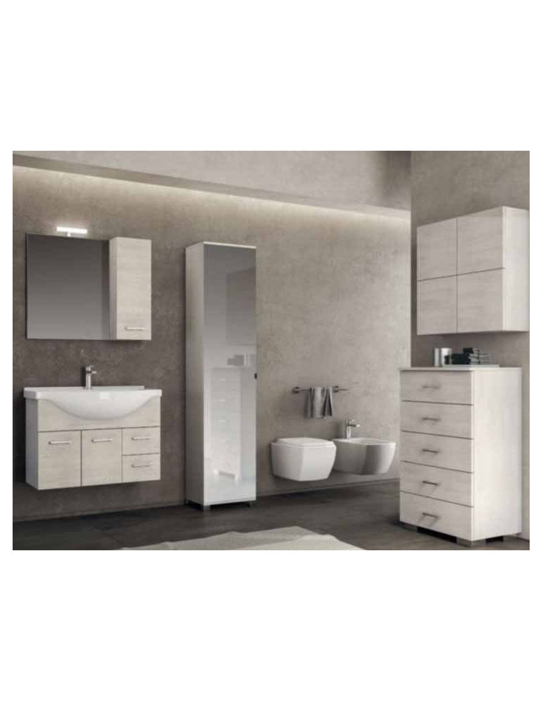 BASE 85 CM  LAVABO NEW CONSOLE SPECCHIERA DA 81 CM LAMPADA LED