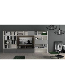 SOGGIORNO A PARETE CON LIBRERIA E VANO TV