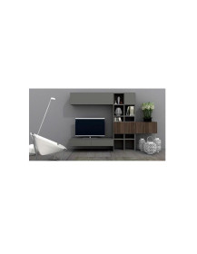 SOGGIORNO BASE CASSETTO SOSPESA E PORTA TV FANGO LACCATO GRIGIO