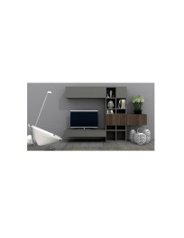 SOGGIORNO BASE CASSETTO SOSPESA E PORTA TV FANGO LACCATO GRIGIO