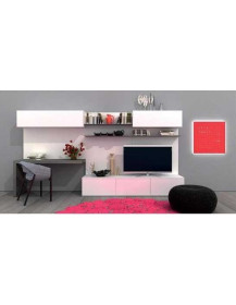 SOGGIORNO BASE CESTO E RIBALTA BIANCO E SCRIVANIA FANGO