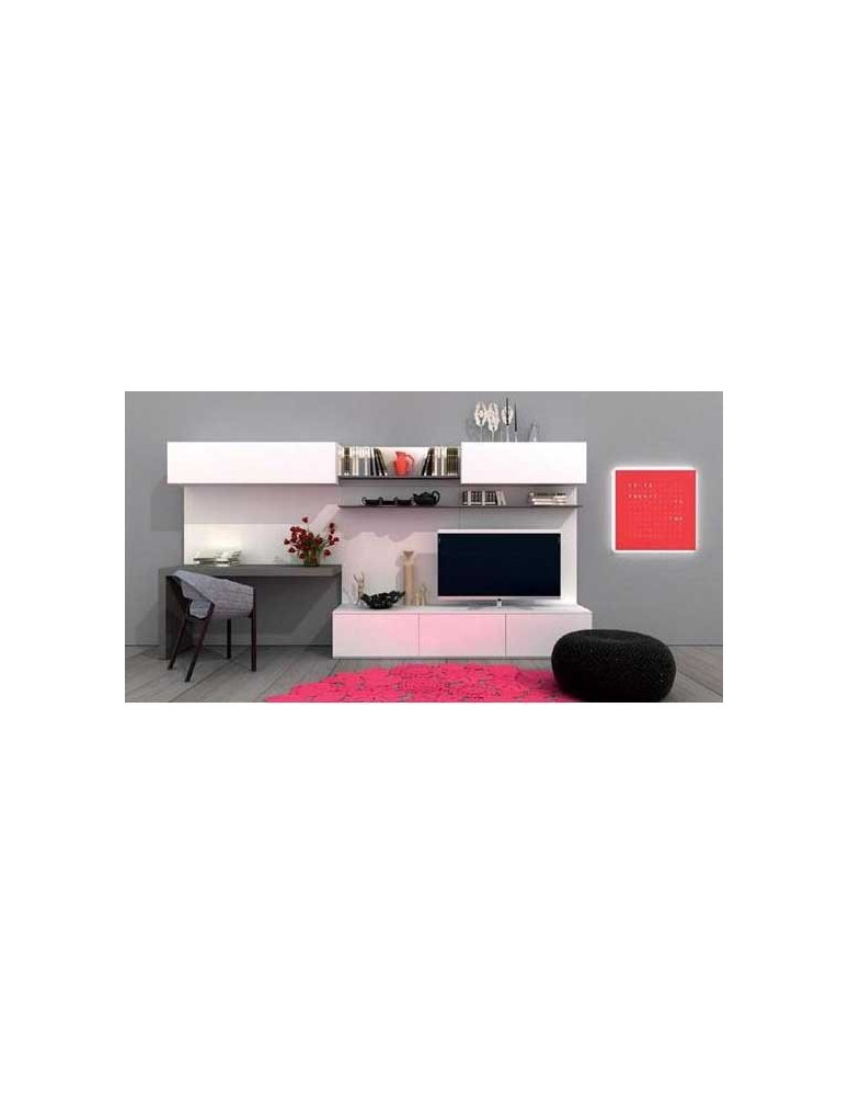 SOGGIORNO BASE CESTO E RIBALTA BIANCO E SCRIVANIA FANGO