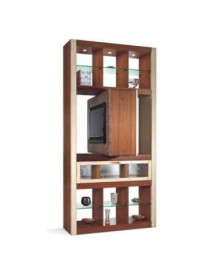 INTERPARETE GIREVOLE A 180° CON ANTE A VETRO E RIPIANI IN CRISTALLO